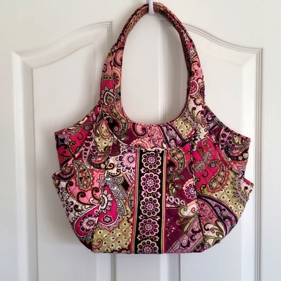 Vera Bradley Very Berry Paisley Side By Side Tote Purse Pink Floral. - Picture 5 of 11
